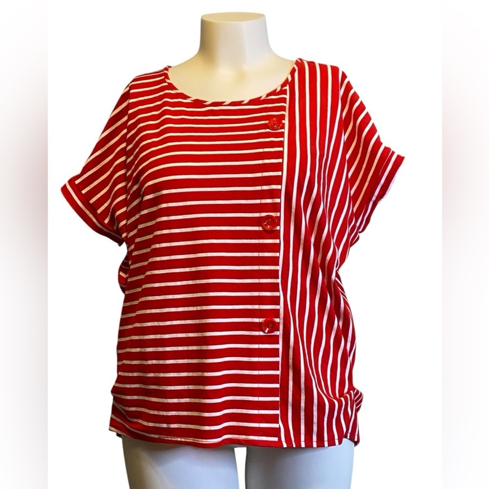 Patrizia Luca Striped Buttoned To The Tee Top Women’s Size M